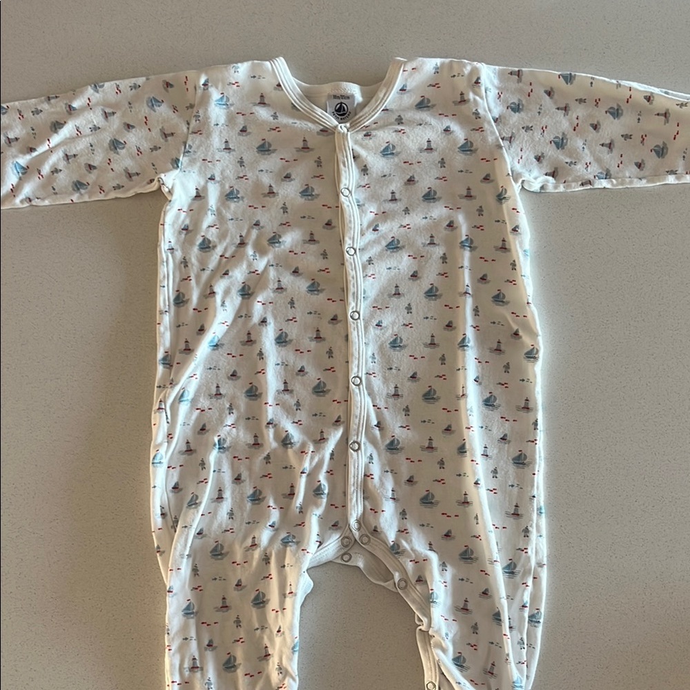 Petit Bateau Cream One Piece Footies with Full Coverage